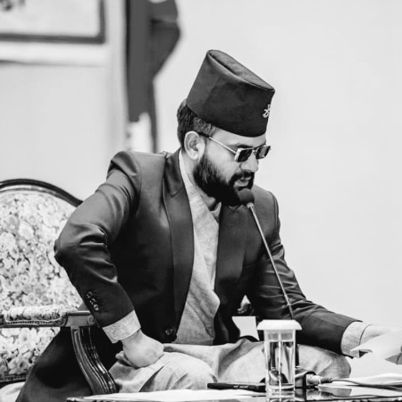 Balen Shah in Nepali government officials uniform. 